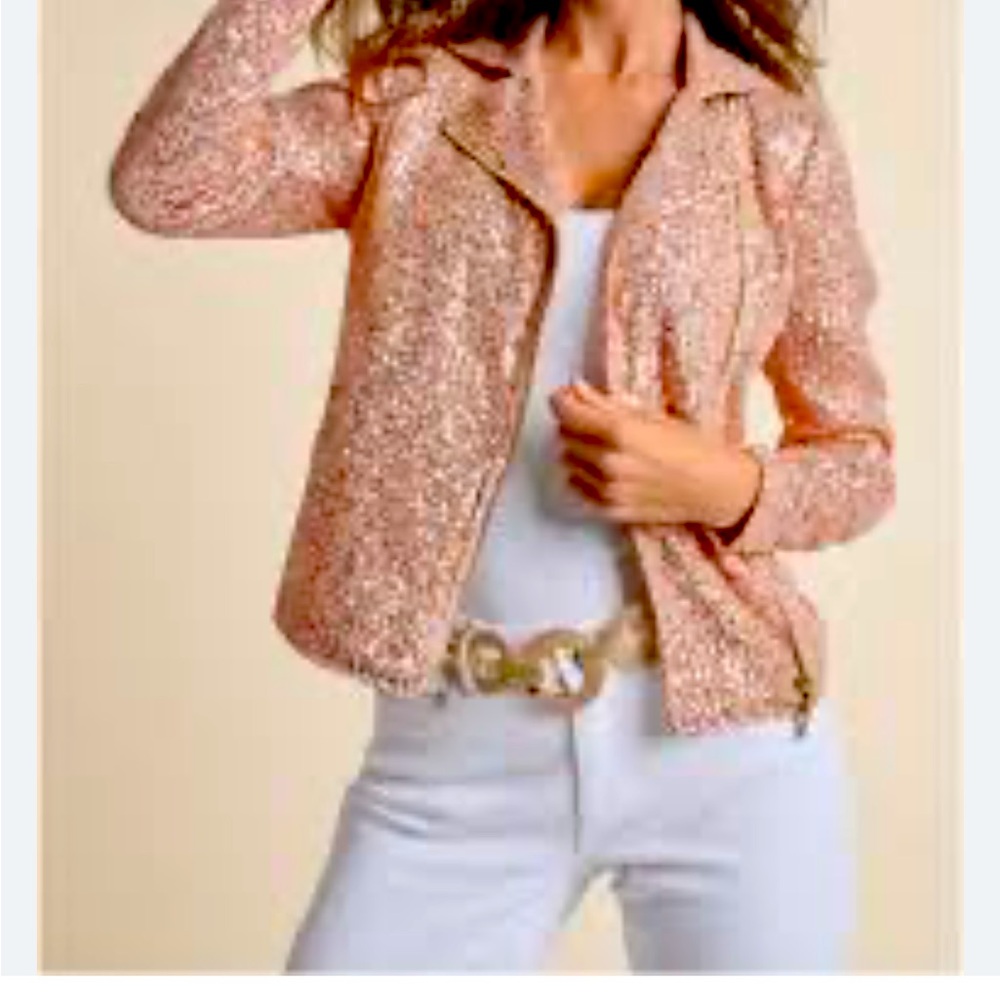 Venus NWT size 14,rose gold sequin bomber jacket